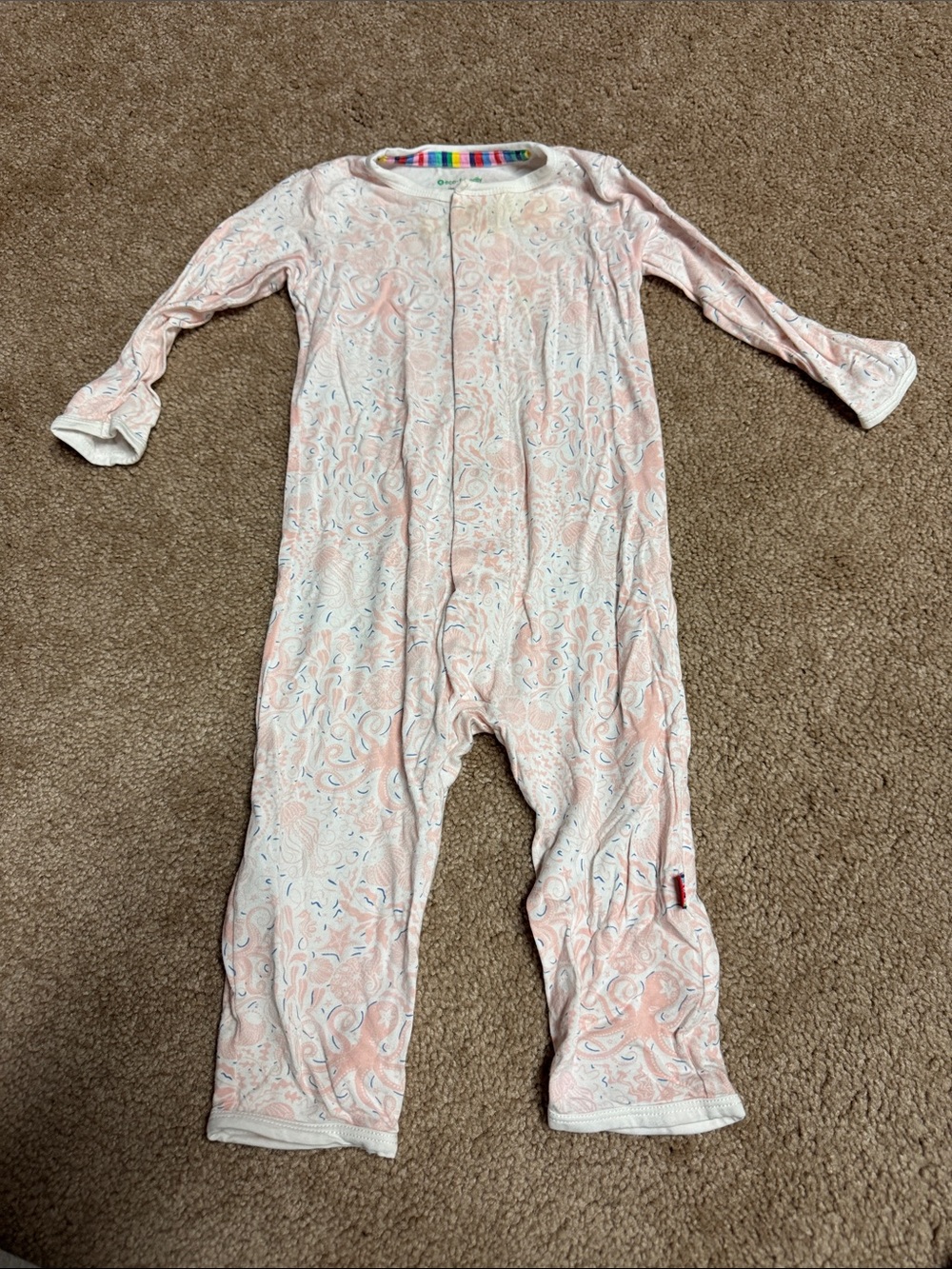 Magnetic Me Pink sea Print Footie One-Piece